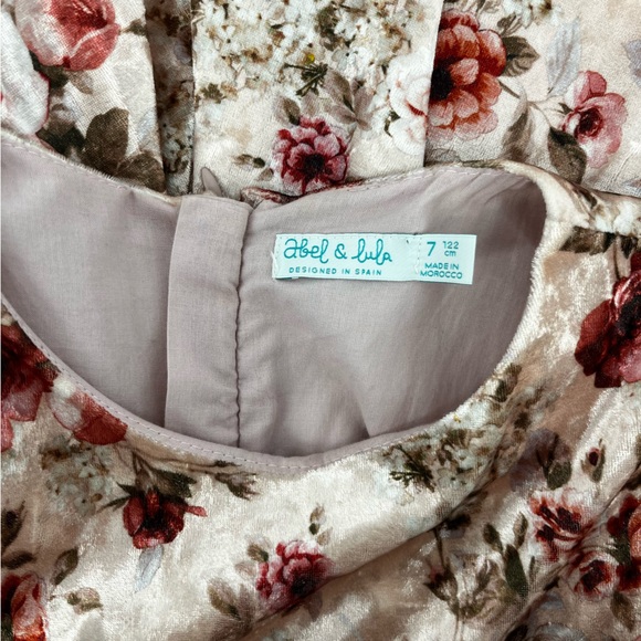 Abel & Lula Girls Floral Velvet Dress, Size 7 - Picture 6 of 9